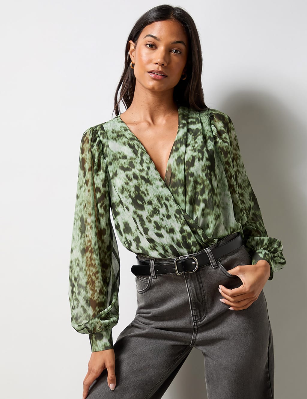 Animal Print Puff Sleeve Bodysuit 3 of 6
