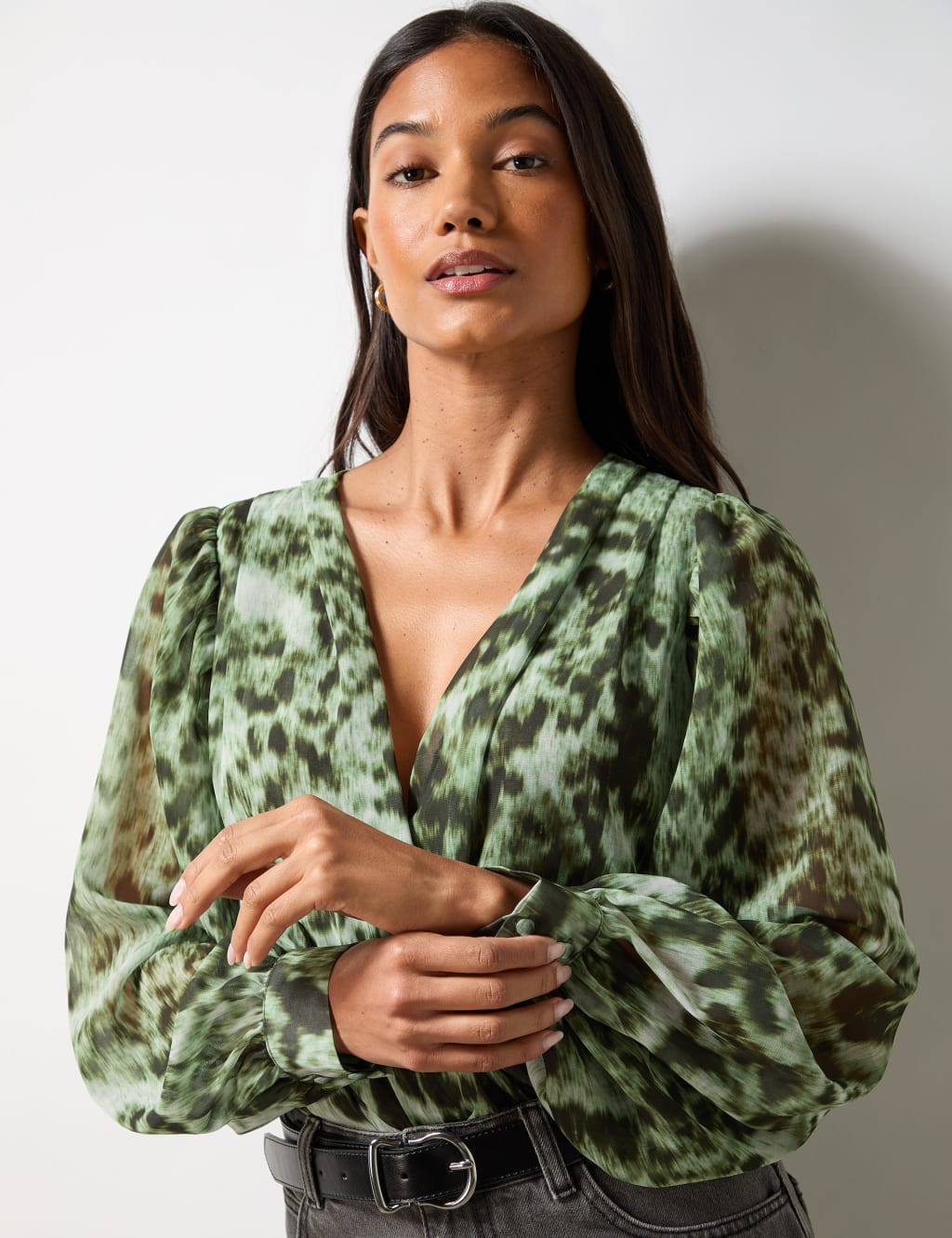 Animal Print Puff Sleeve Bodysuit 6 of 6