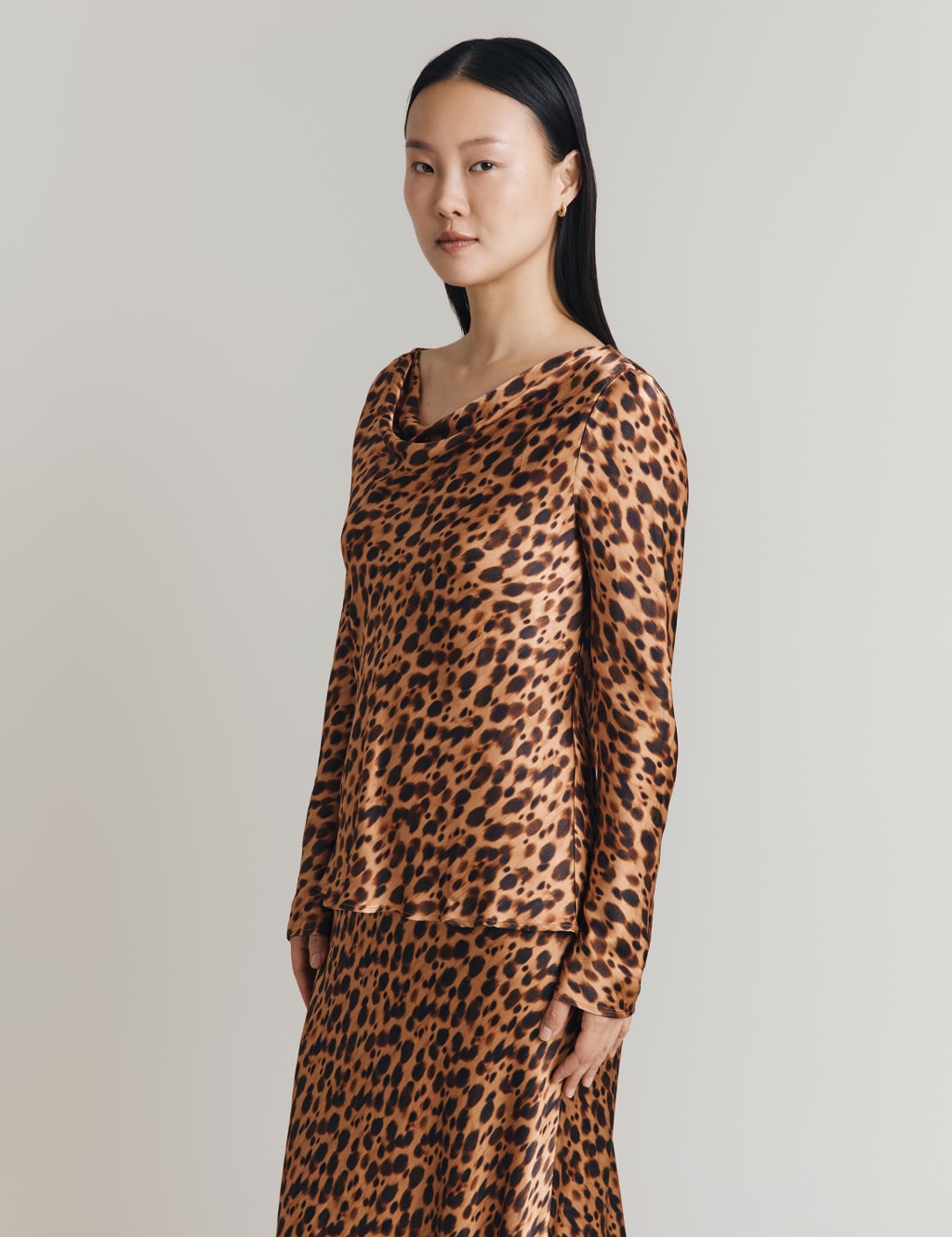 Animal Print Cowl Neck Blouse 2 of 5