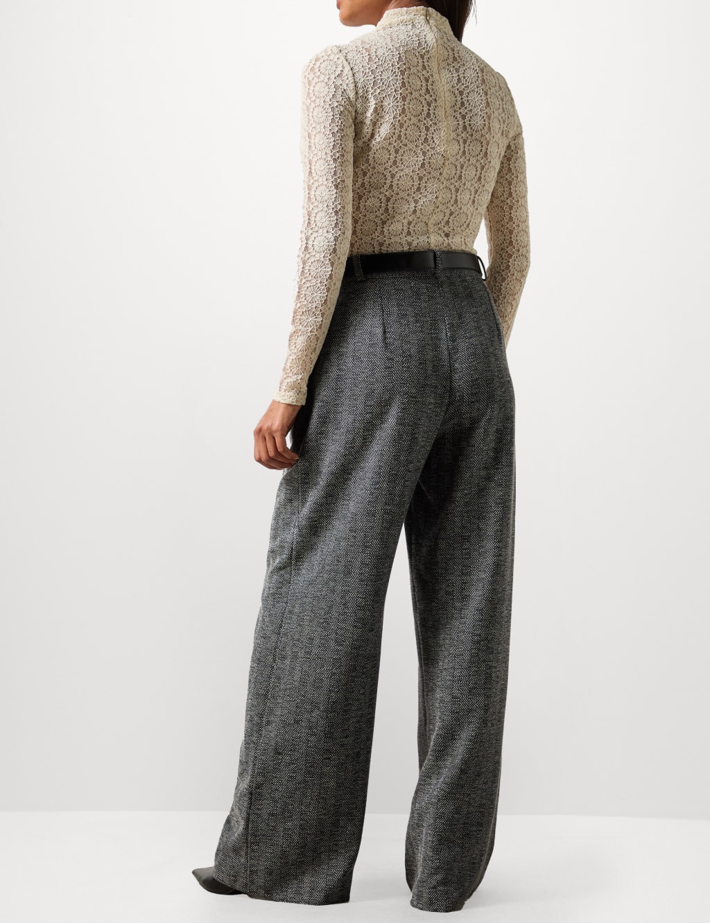Herringbone Pleated Wide Leg Trousers | RO&ZO | M&S