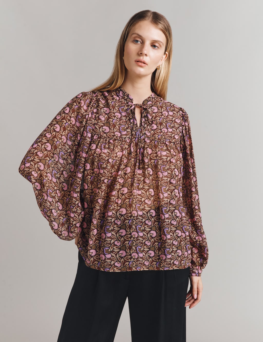 Floral Tie Neck Blouse | Ghost | M&S