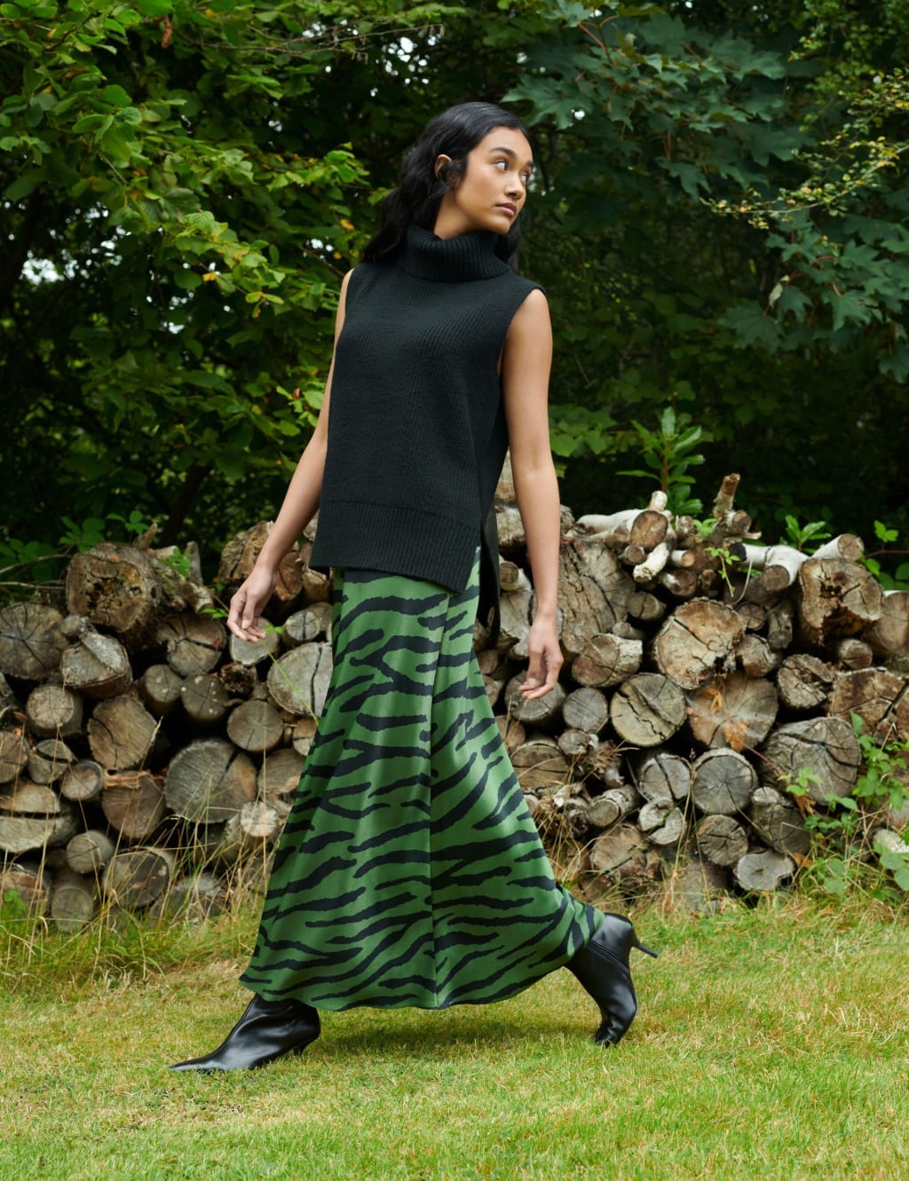 Animal Print Maxi Slip Skirt
