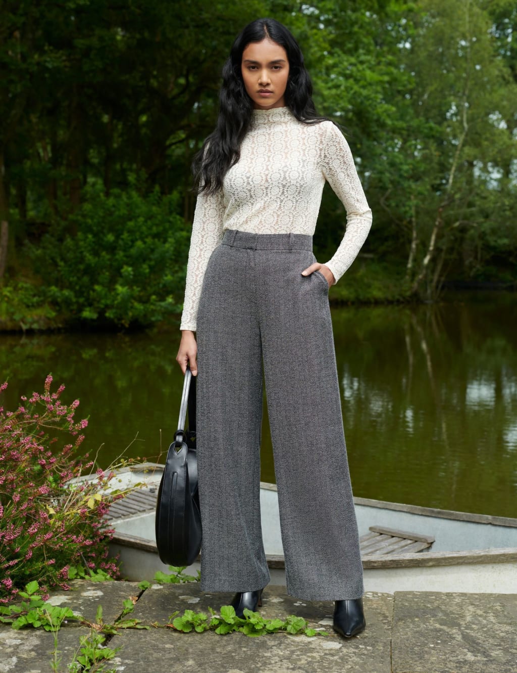 Lace High Neck Slim Fit Top 3 of 6