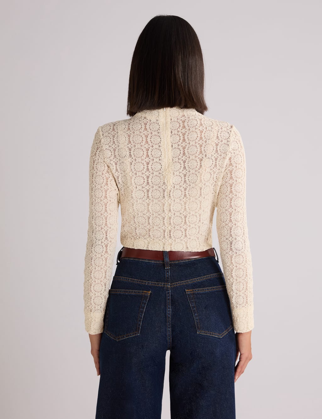 Lace High Neck Slim Fit Top 6 of 6