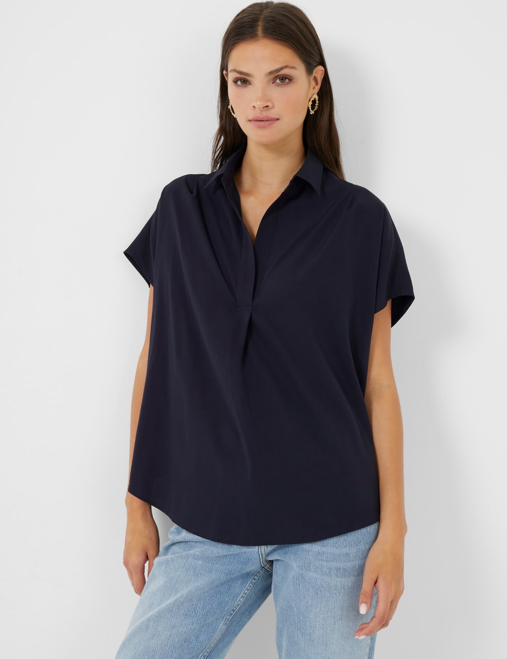 Crepe Collared Popover Blouse 3 of 3
