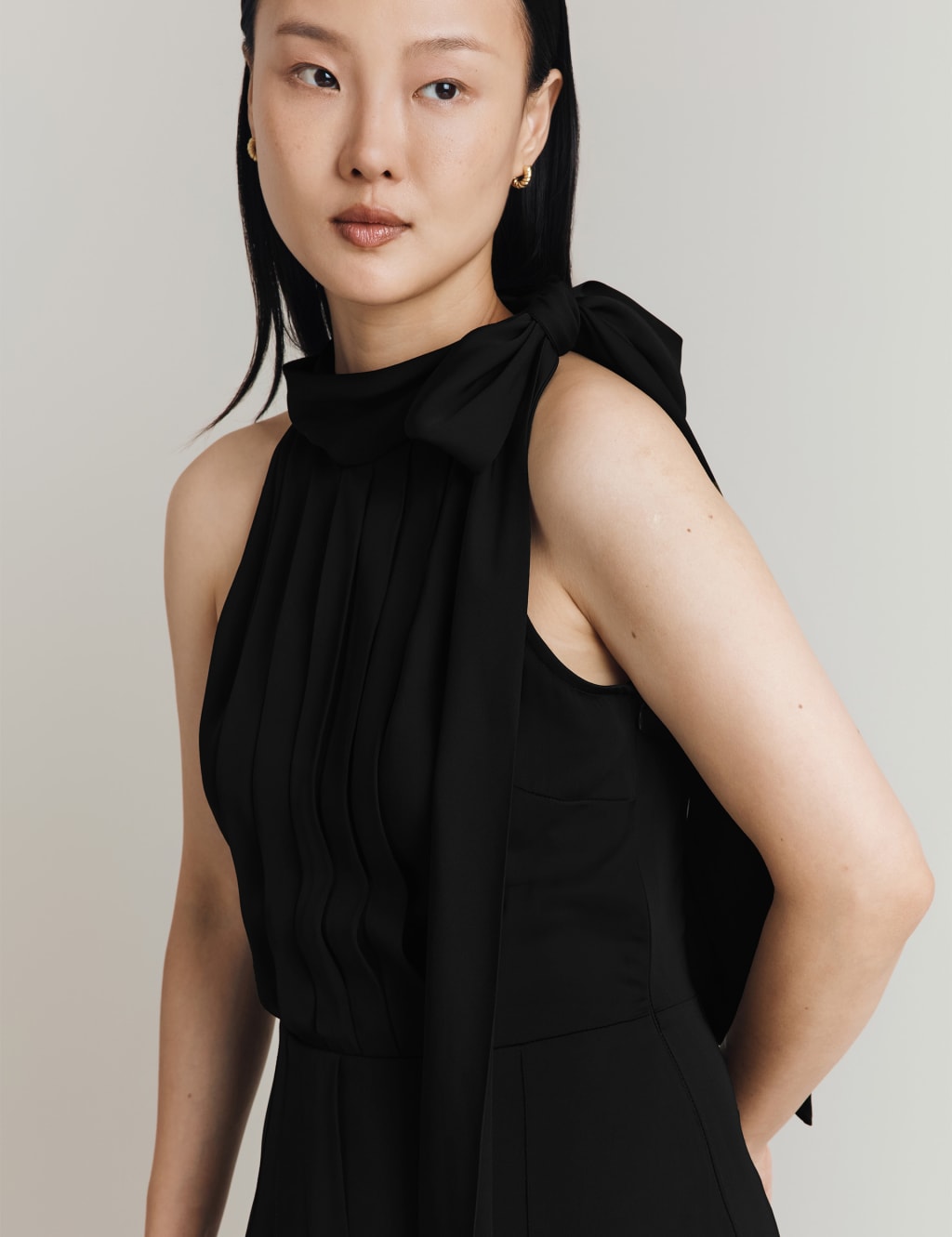 Crepe Tie Neck Wide Leg Jumpsuit 4 of 5