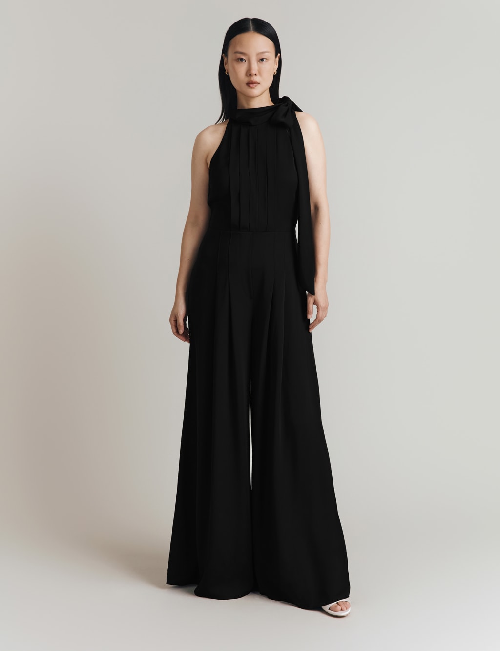Crepe Tie Neck Wide Leg Jumpsuit 5 of 5