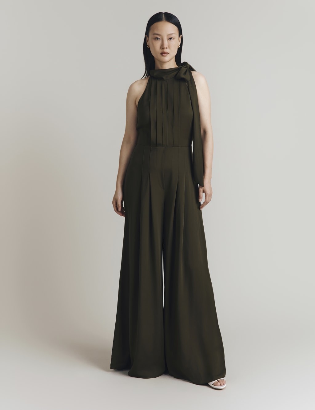 Crepe Tie Neck Sleeveless Jumpsuit 3 of 5