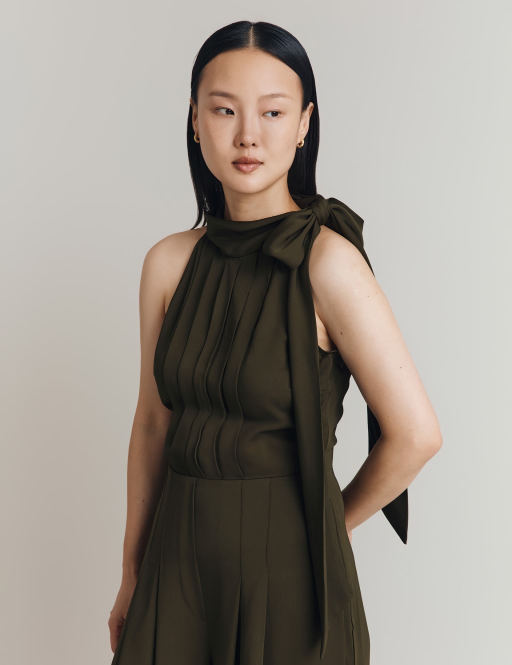 Crepe Tie Neck Sleeveless Jumpsuit 5 of 5
