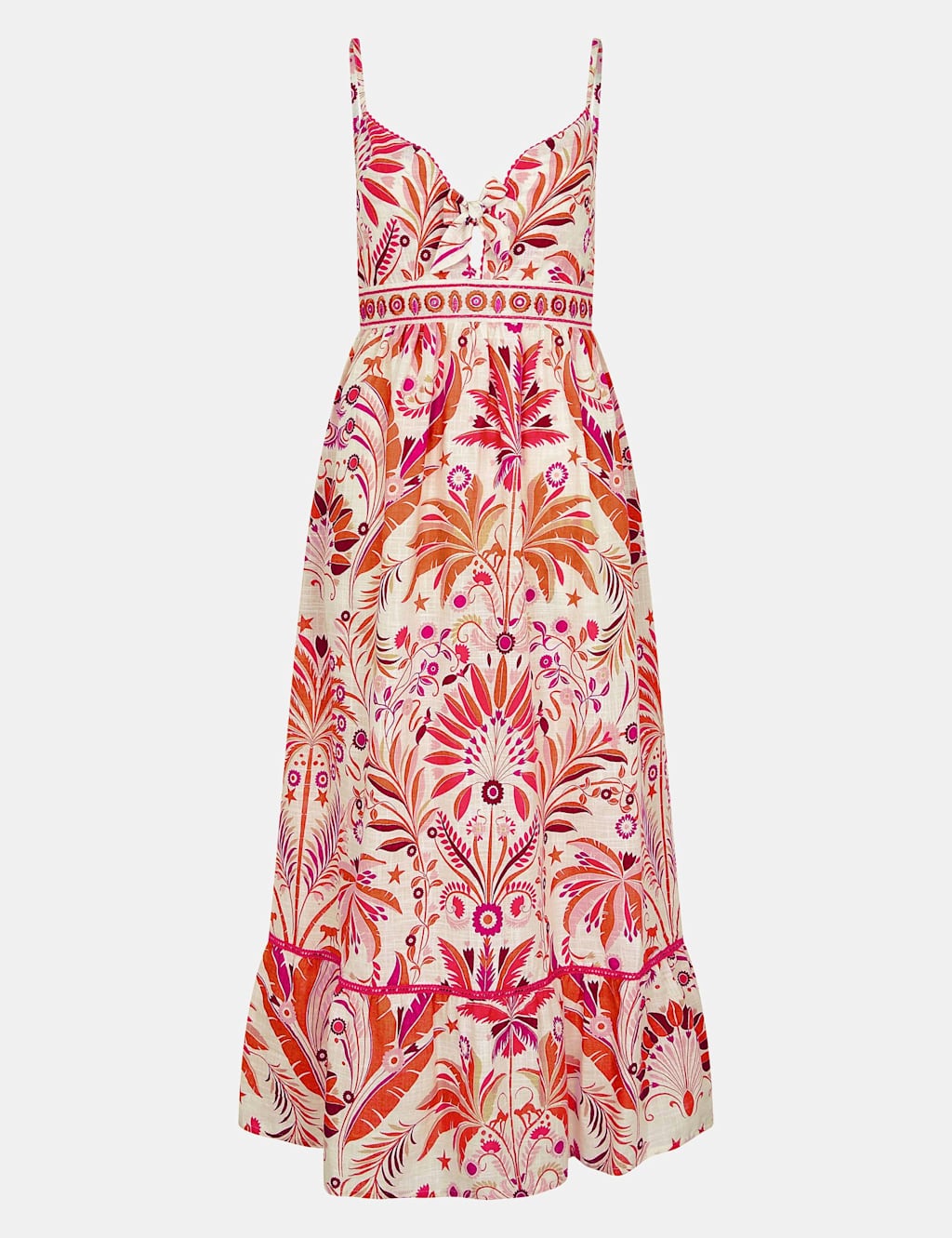 Pure Cotton Floral Tie Front Midi Slip Dress 2 of 4