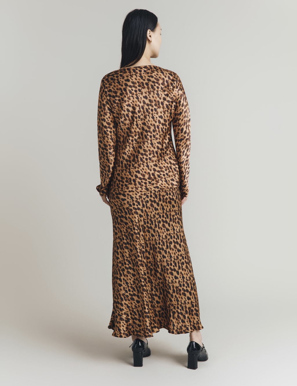 Animal Print Midi Slip Skirt