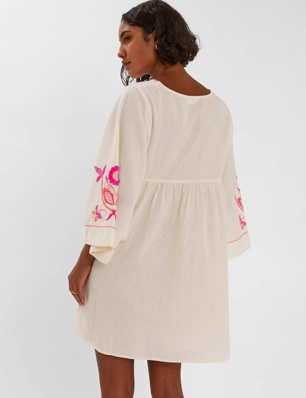 Cotton Rich Embroidered Mini Beach Dress 3 of 4