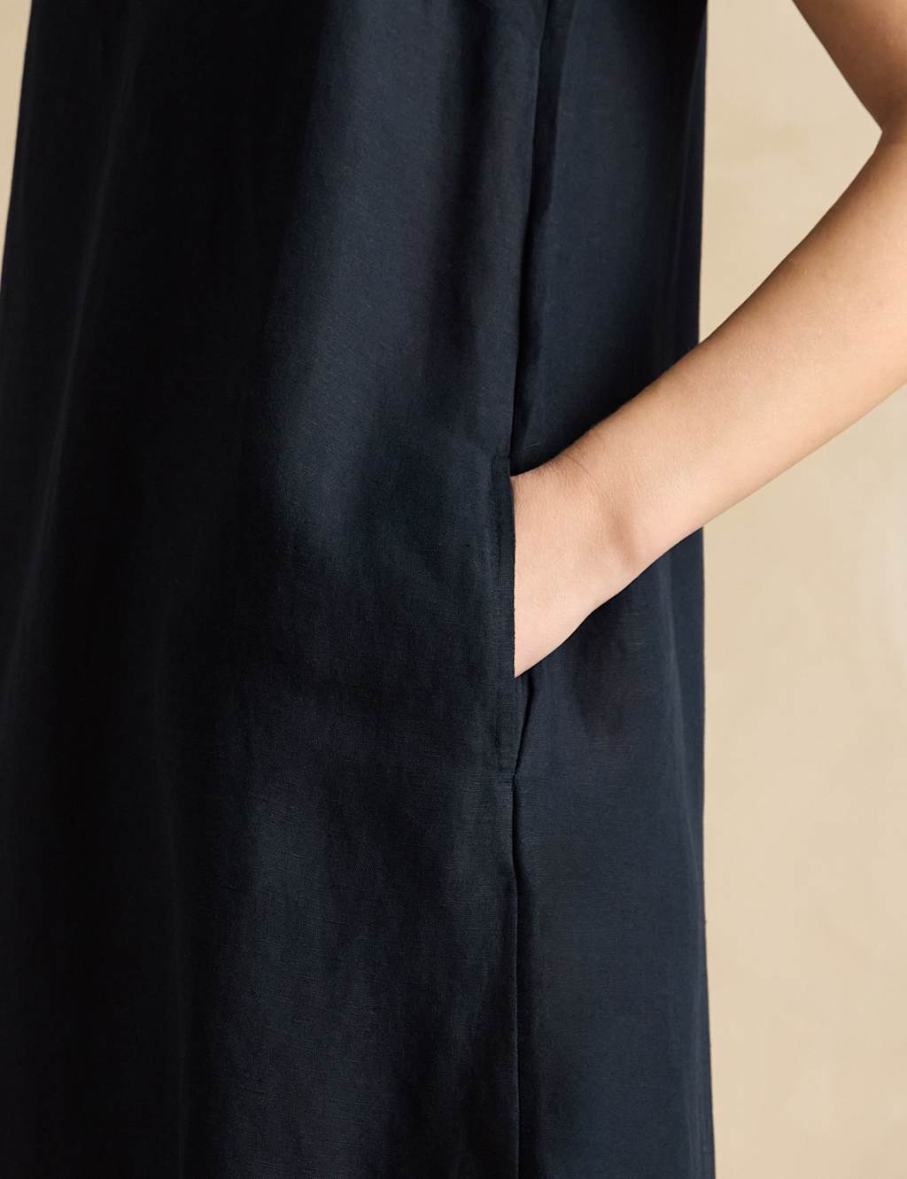 Linen Blend Round Neck Shift Dress 5 of 6