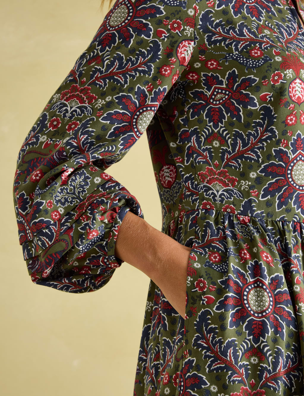 Floral High Neck Knee Length Waisted Dress 8 of 8