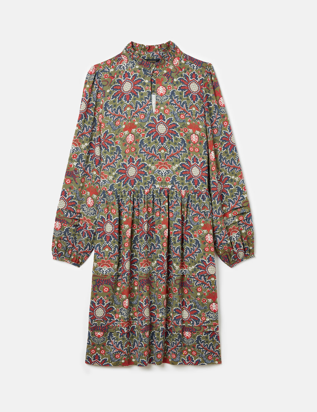 Floral High Neck Knee Length Waisted Dress 2 of 8