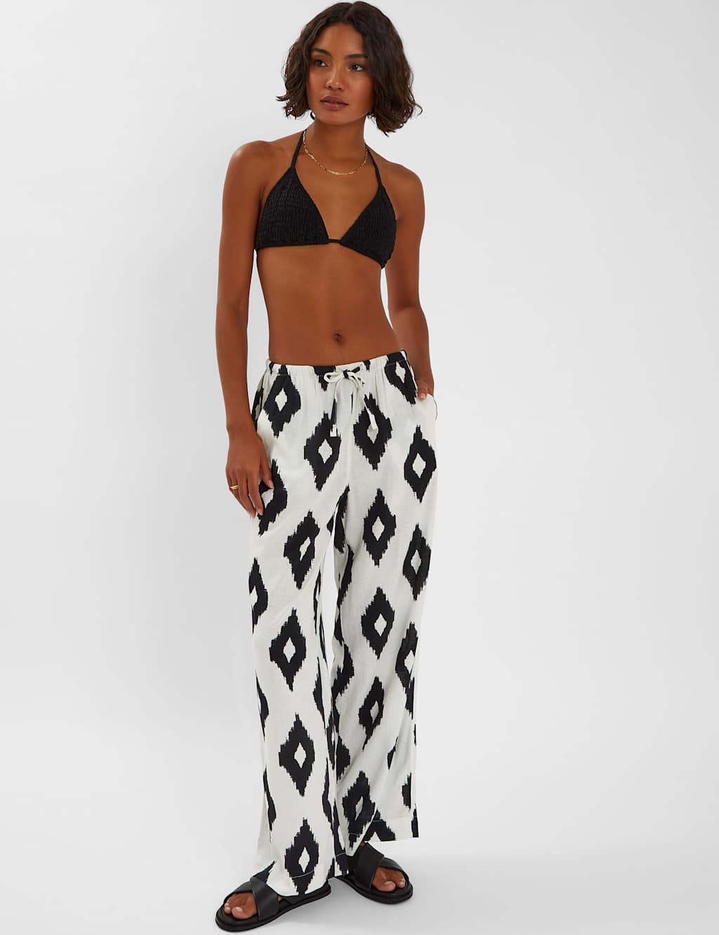 Printed Wide Leg Culottes with Linen 1 of 4