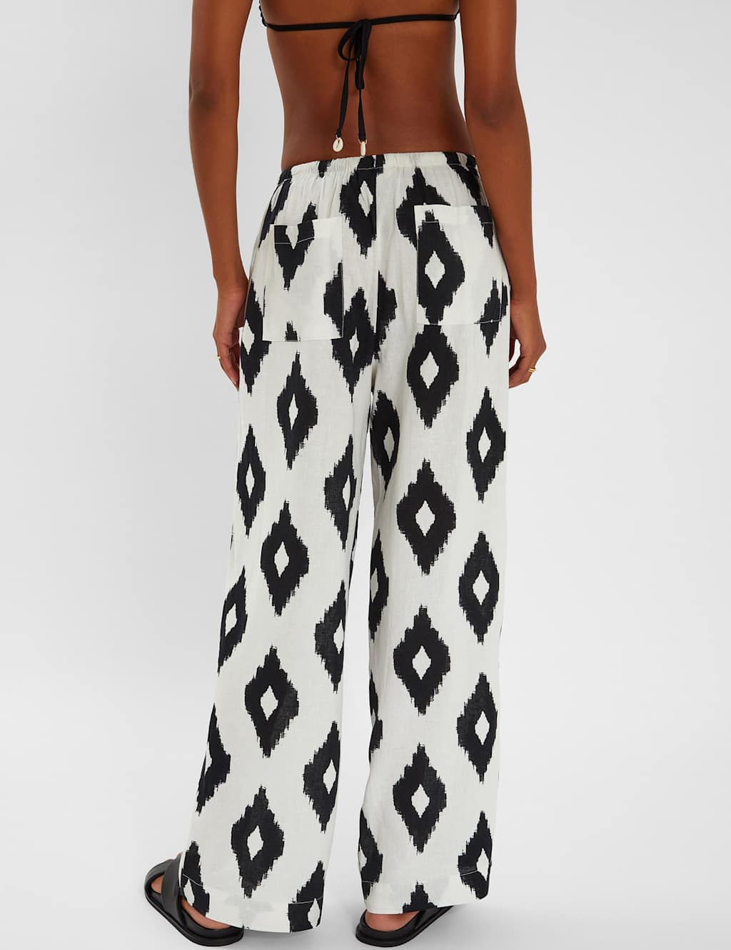 Printed Wide Leg Culottes with Linen 3 of 4