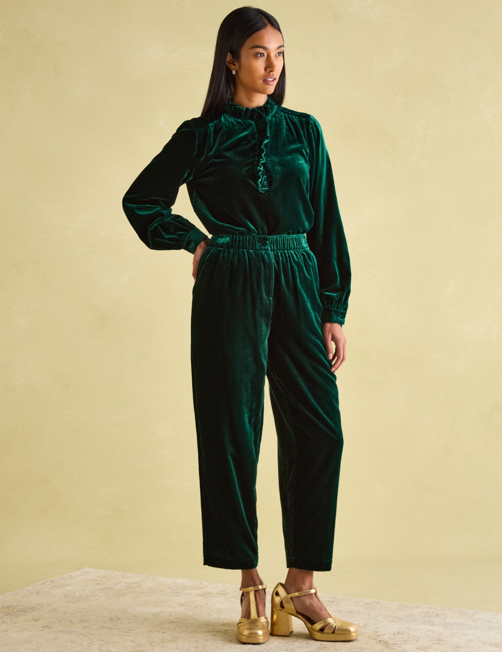 Velvet Ruffle Neck Shirt 2 of 6
