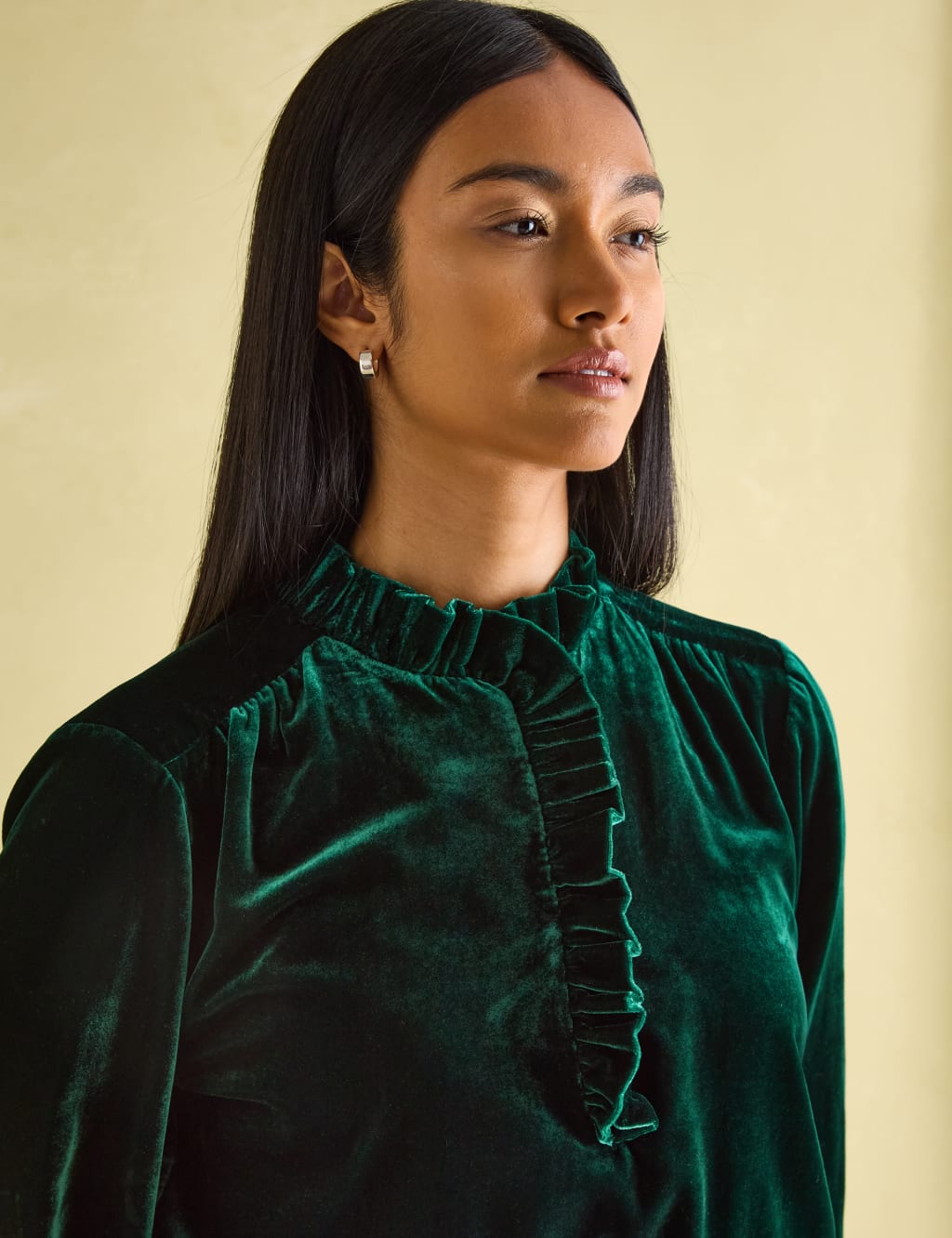 Ruffle neck shirts top