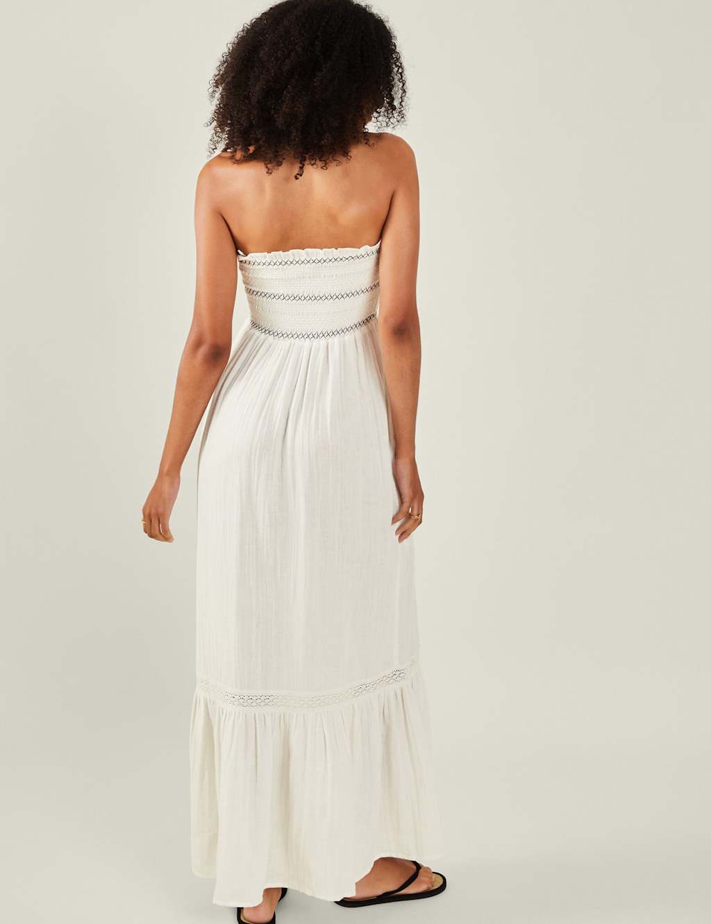 Embroidered Bandeau Midaxi Smock Beach Dress 3 of 4