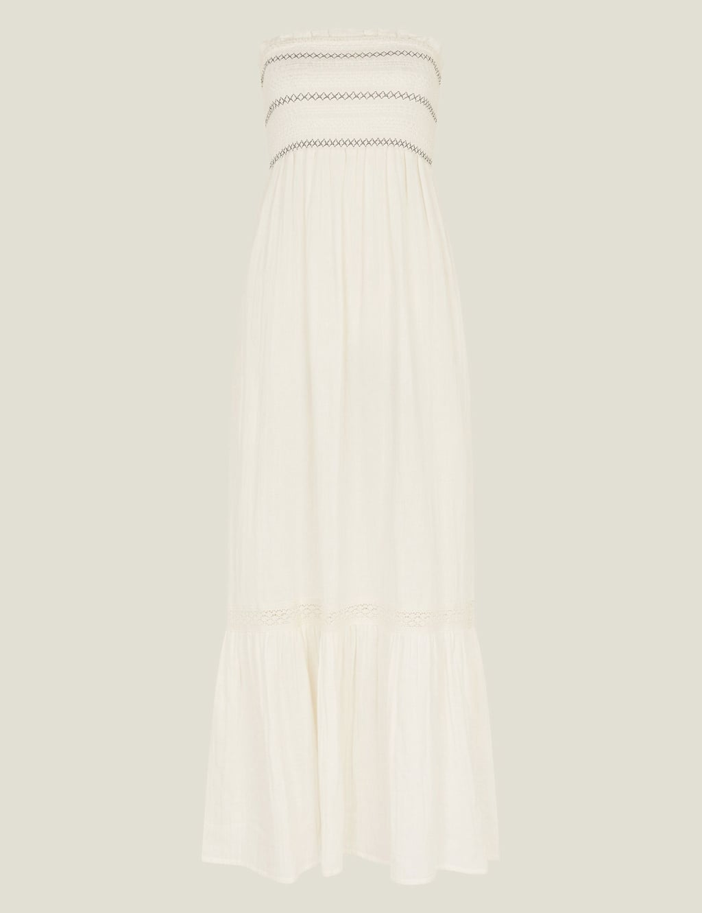 Embroidered Bandeau Midaxi Smock Beach Dress 2 of 4