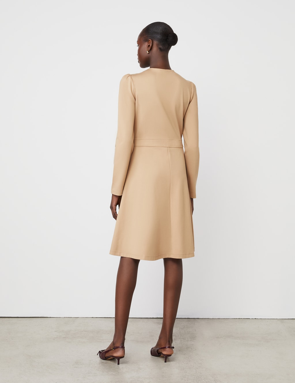 Ponte Jersey Button Through Waisted Dress 3 of 4