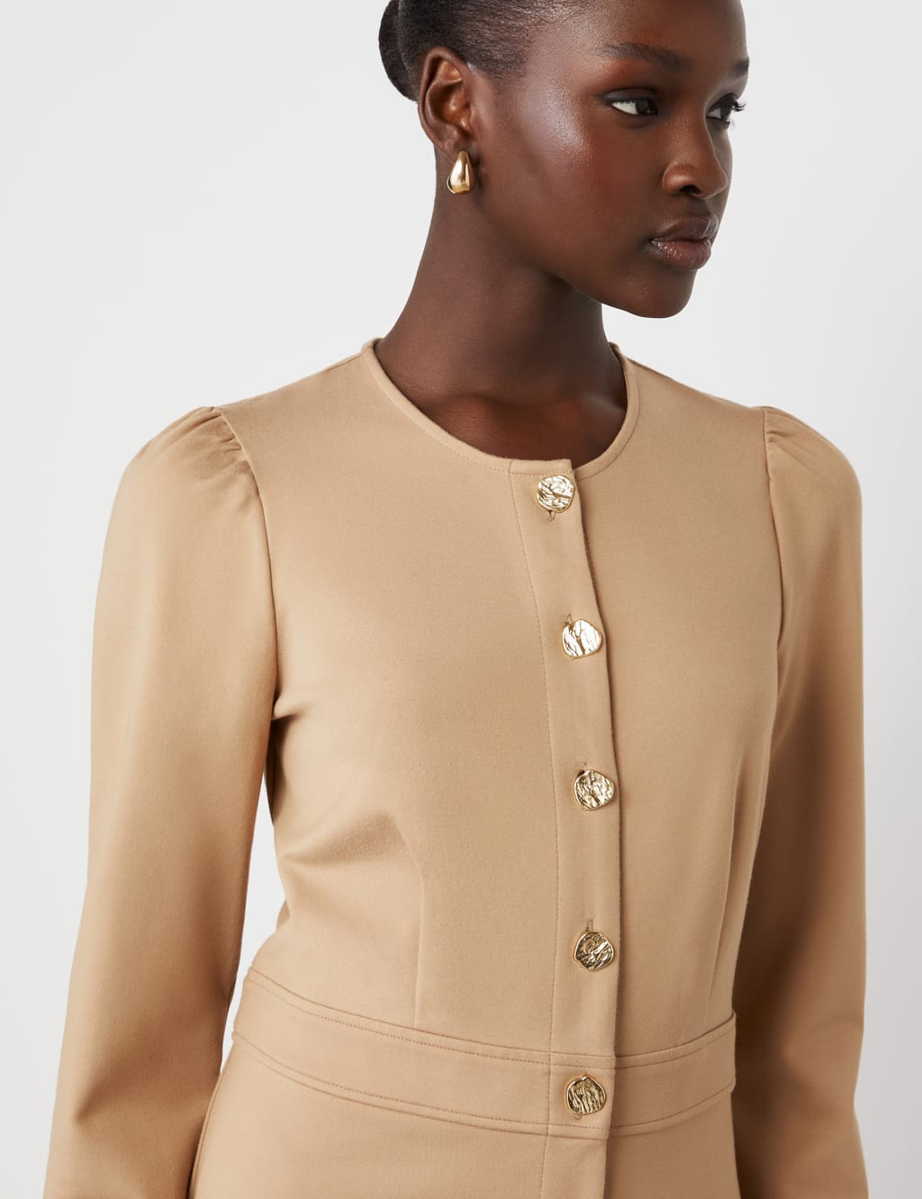 Ponte Jersey Button Through Waisted Dress 4 of 4