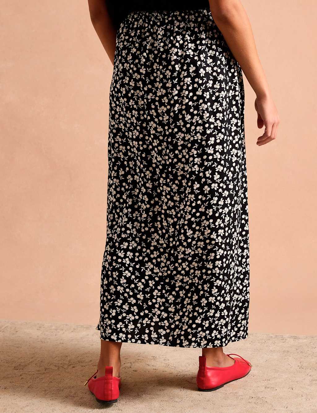 Floral Monochrome Midaxi A-Line Skirt 3 of 6