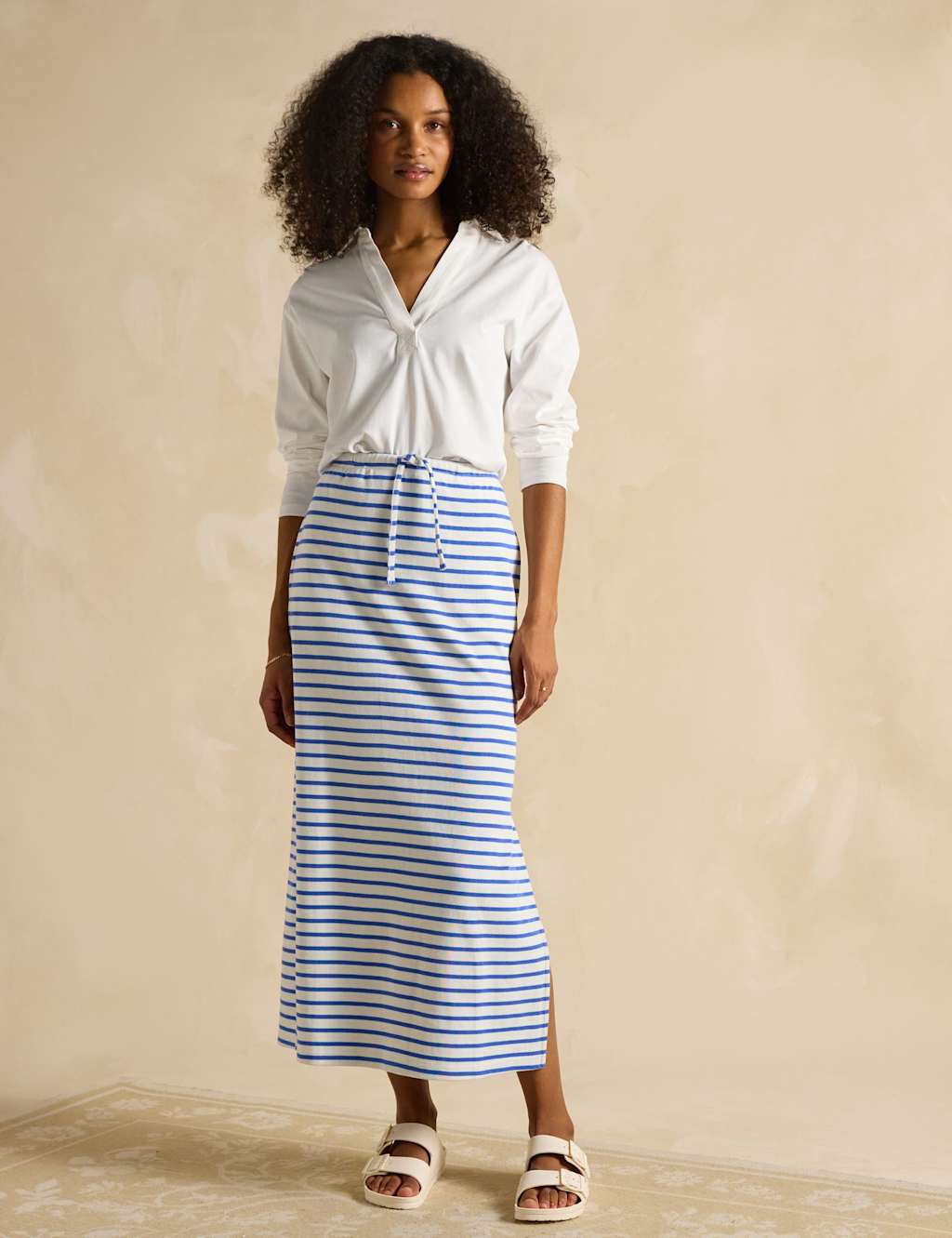 Pure Cotton Striped Midaxi Pencil Skirt 3 of 6