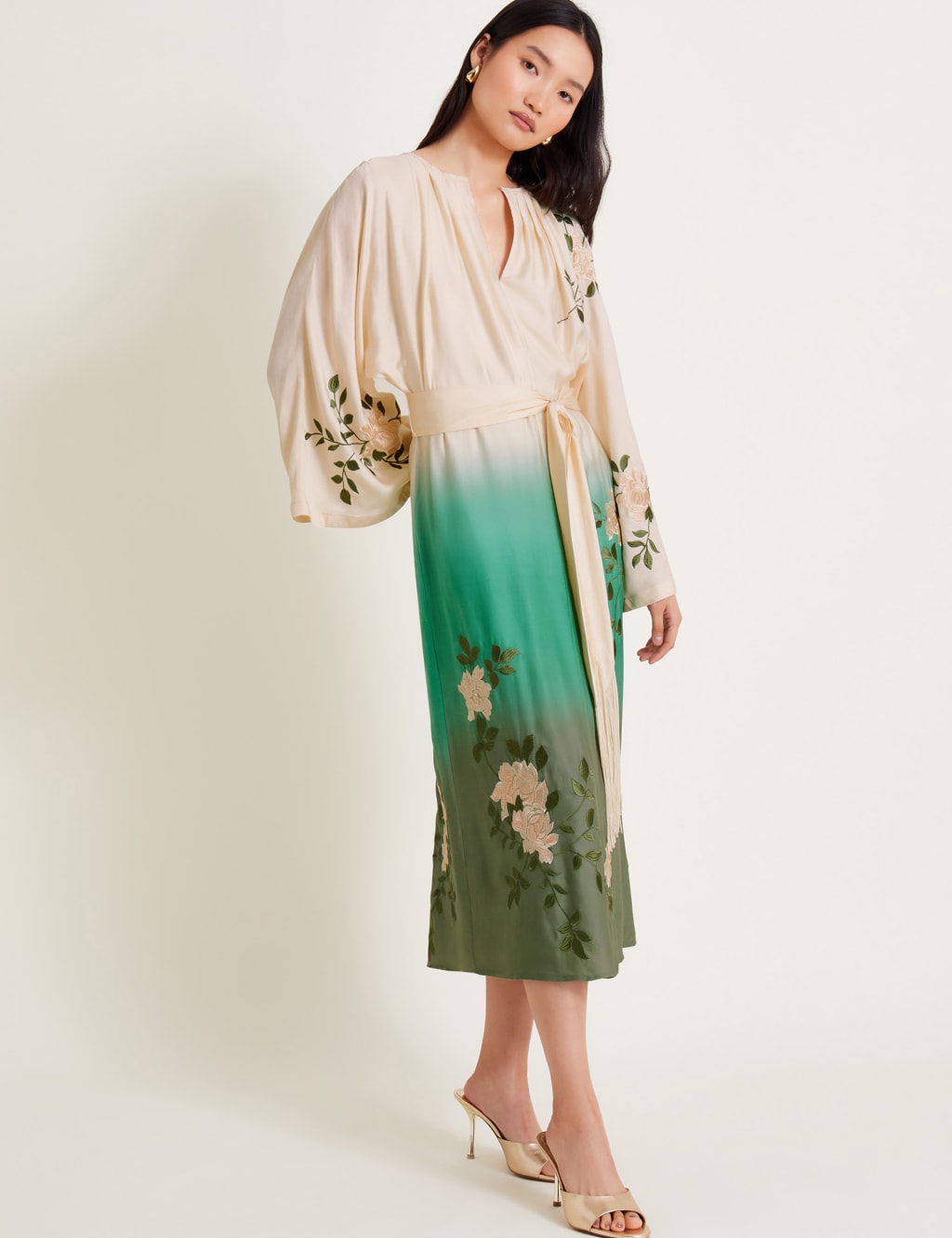 V neck tie waist dress 2025