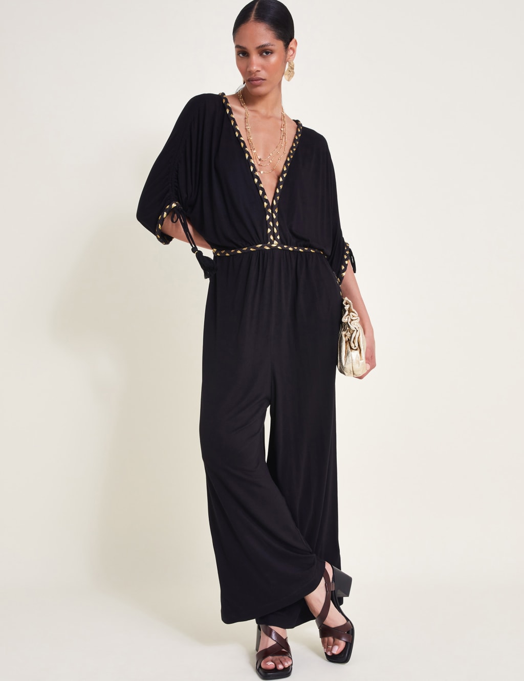 Pure Cotton Jersey V-Neck Wide Leg Jumpsuit 5 of 5