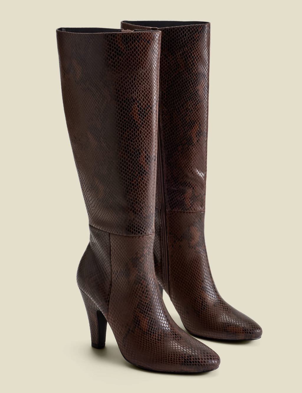 Snake print knee high boots clearance