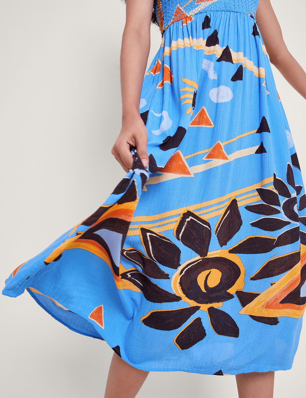 Floral Square Neck Midi Skater Dress