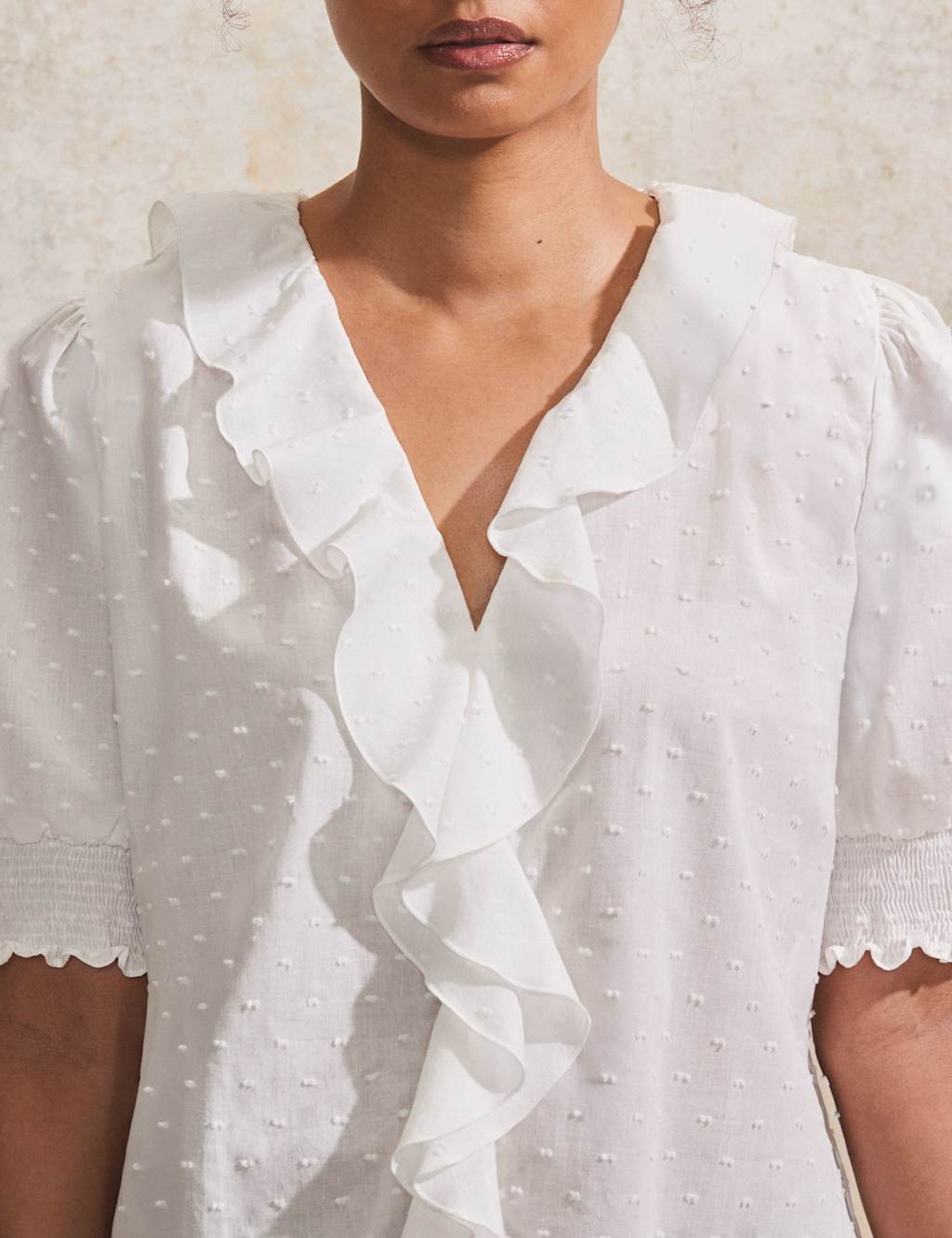 Pure Cotton Embroidered V-Neck Blouse 4 of 5
