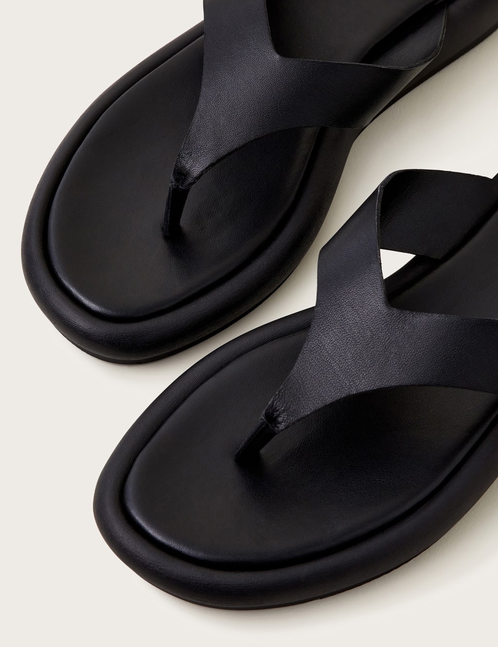 Leather Flatform Flip Flops