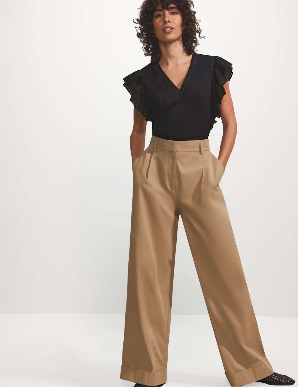 Pure Cotton Turn Up Wide Leg Chinos 2 of 4
