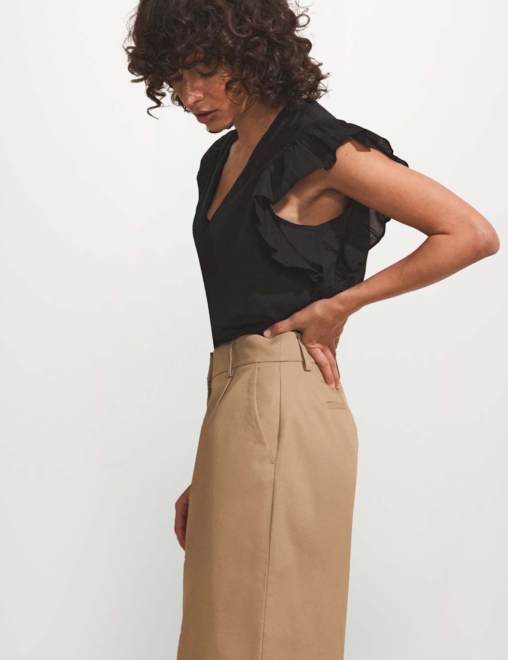 Pure Cotton Turn Up Wide Leg Chinos 3 of 4