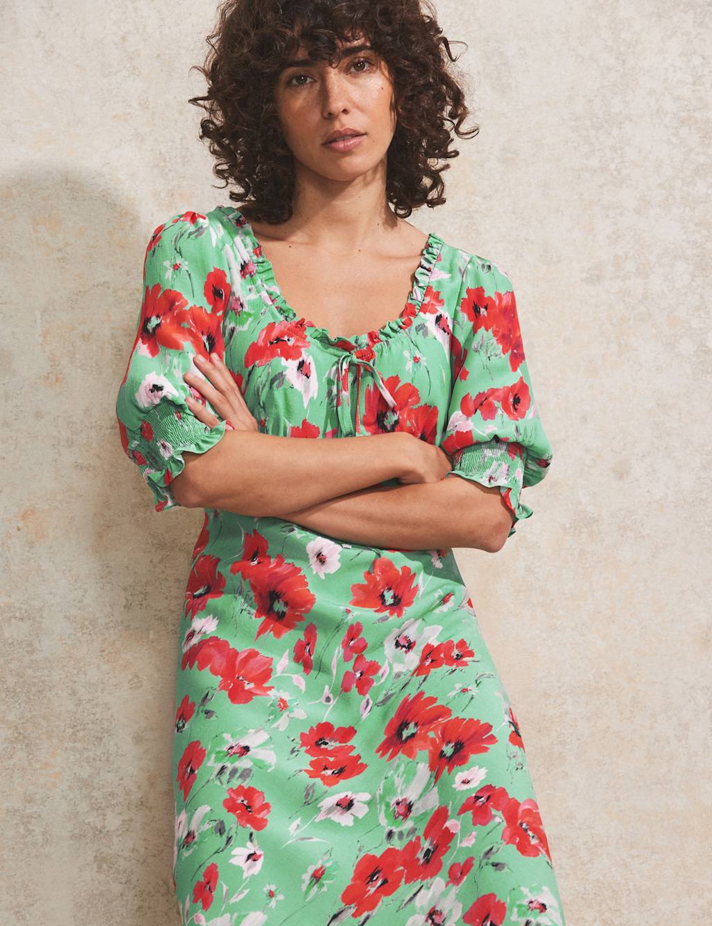 Floral Scoop Neck Midaxi Tea Dress 2 of 4