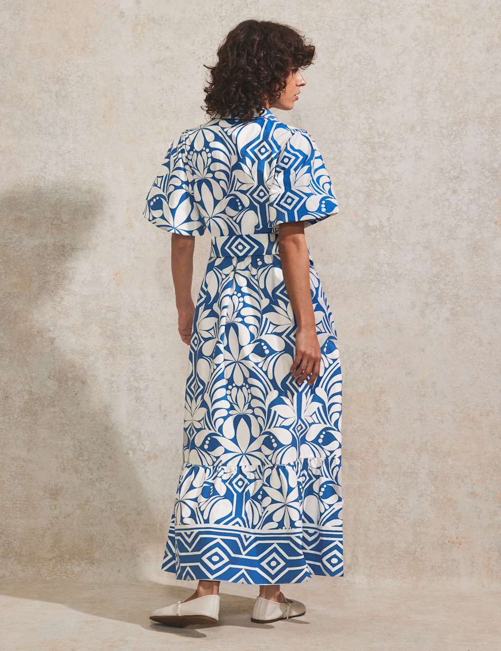 Pure Cotton Geometric Midaxi Shirt Dress 2 of 4