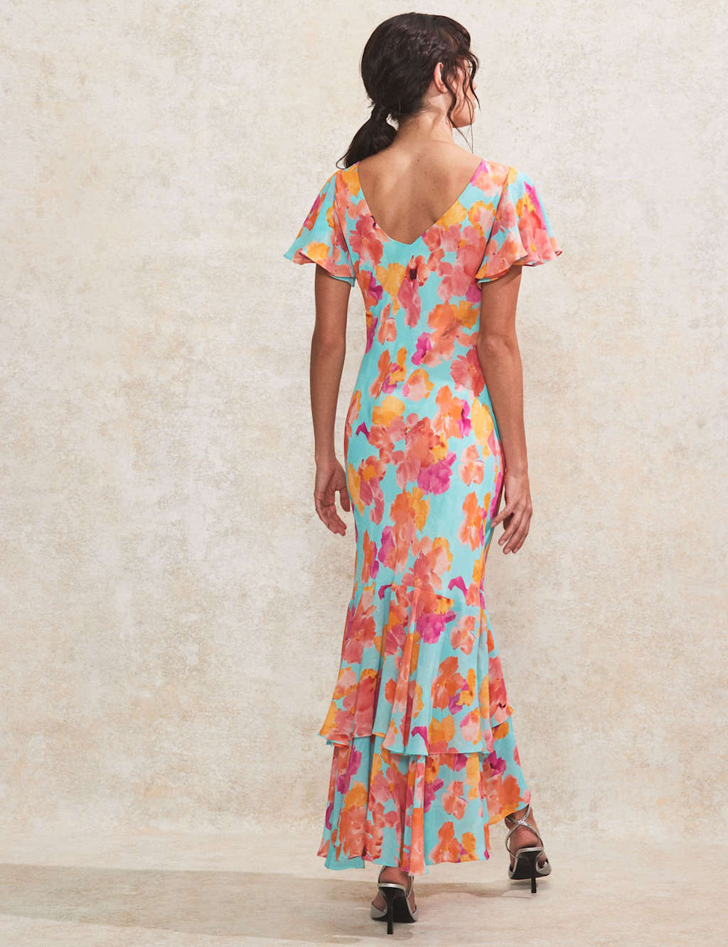 Floral Frill Sleeve Maxi Tiered Dress 4 of 6