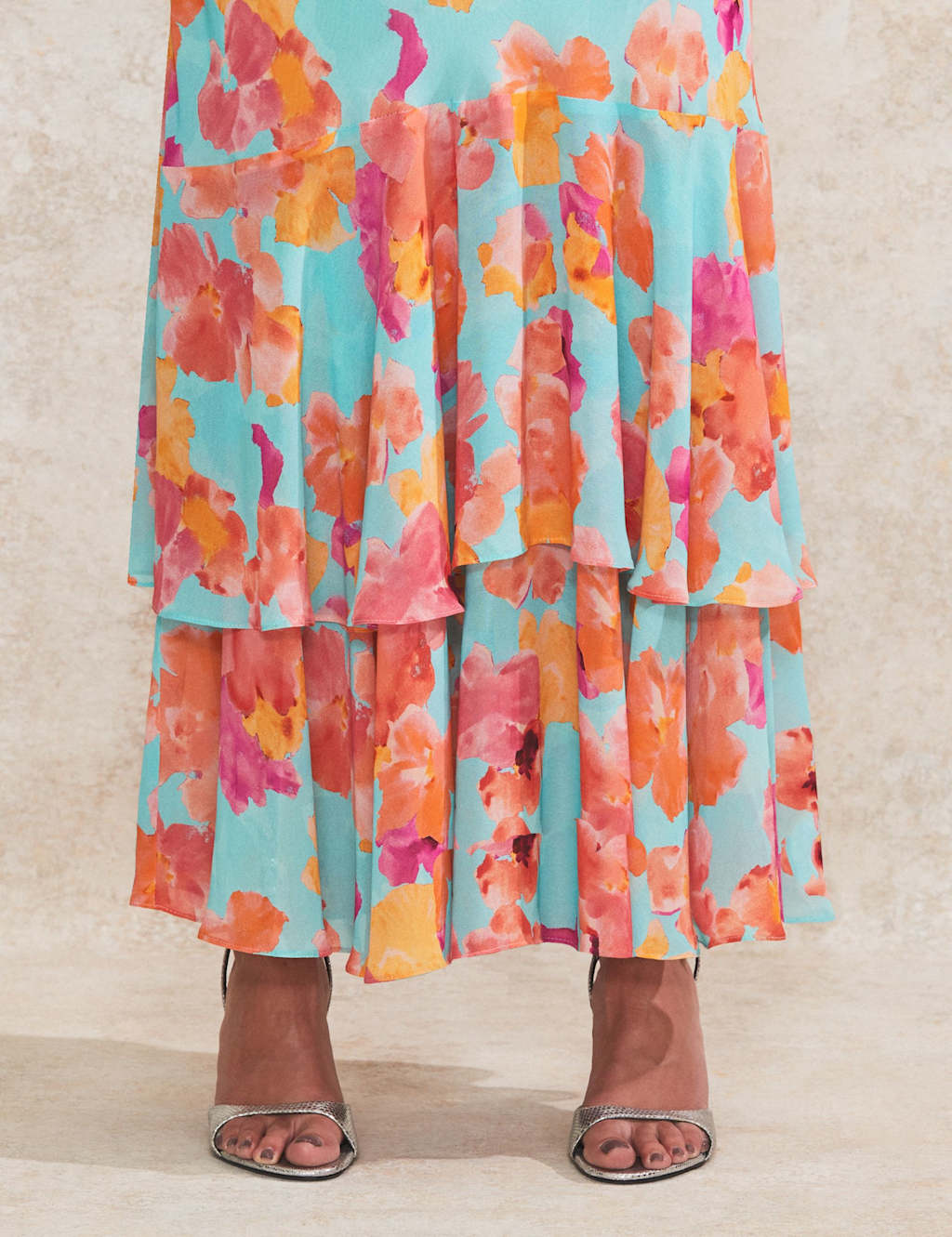 Floral Frill Sleeve Maxi Tiered Dress 6 of 6