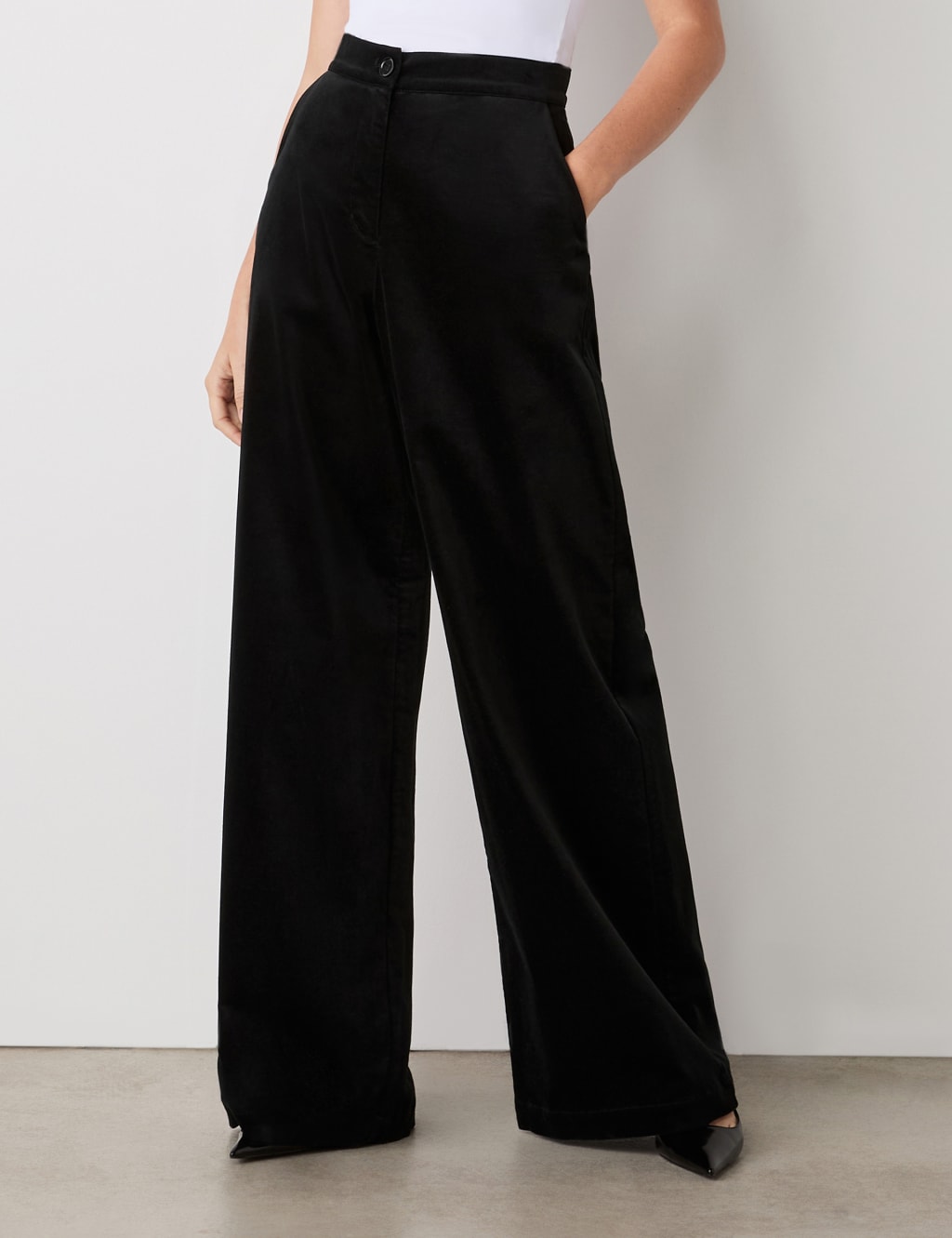 Cotton Rich Velvet Wide Leg Trousers 2 of 4