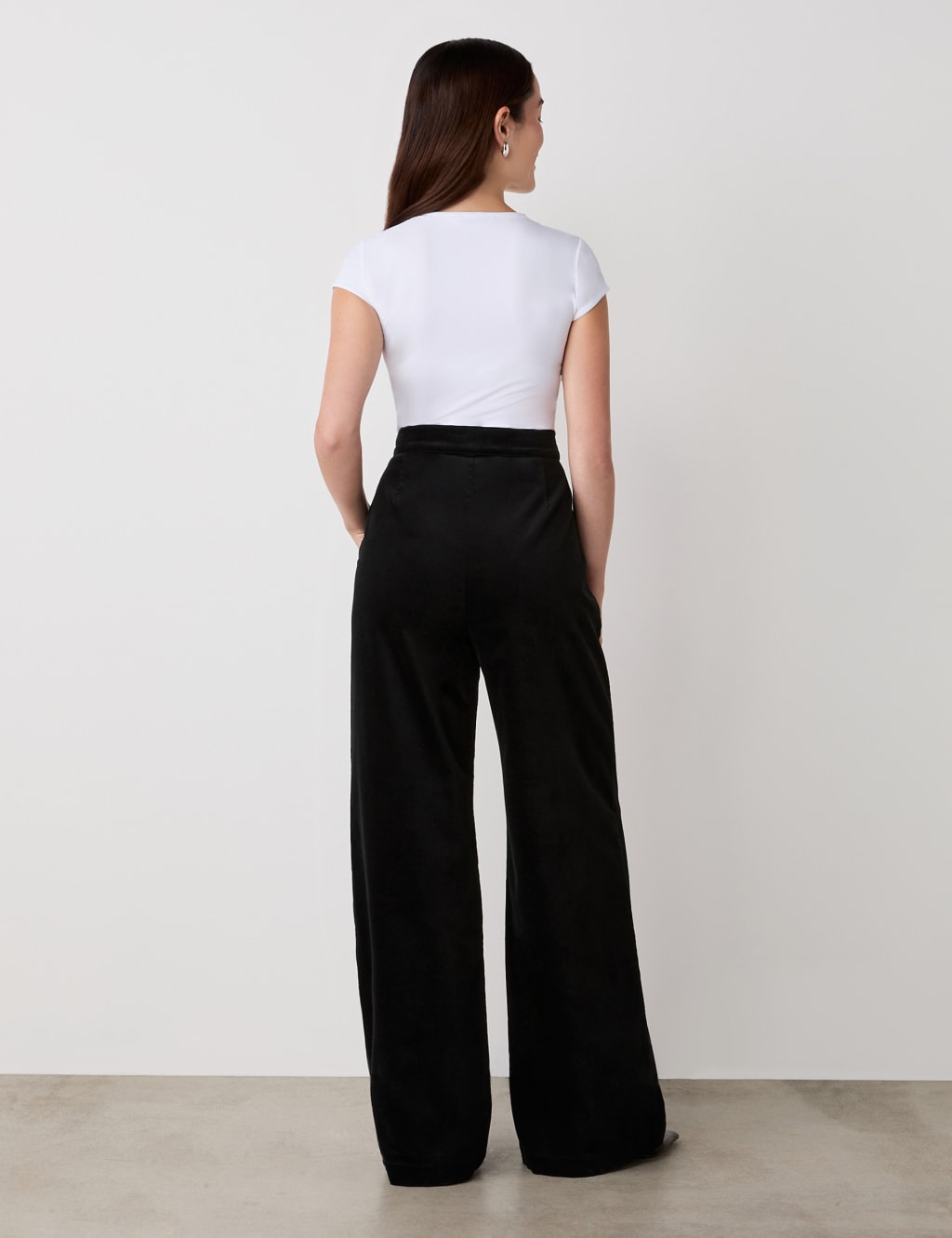 Cotton Rich Velvet Wide Leg Trousers 3 of 4