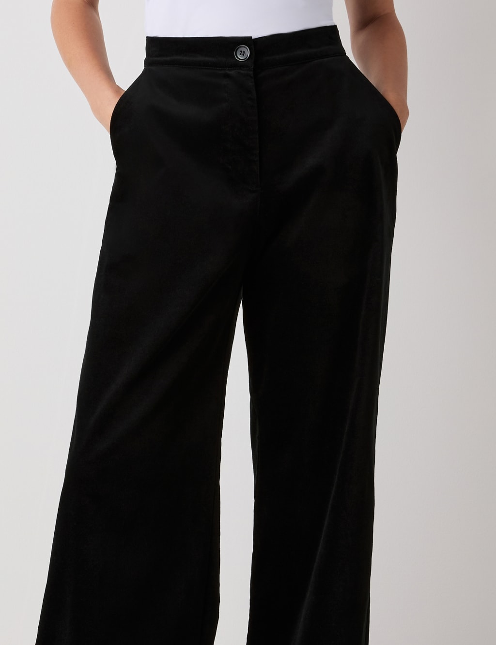 Cotton Rich Velvet Wide Leg Trousers 4 of 4