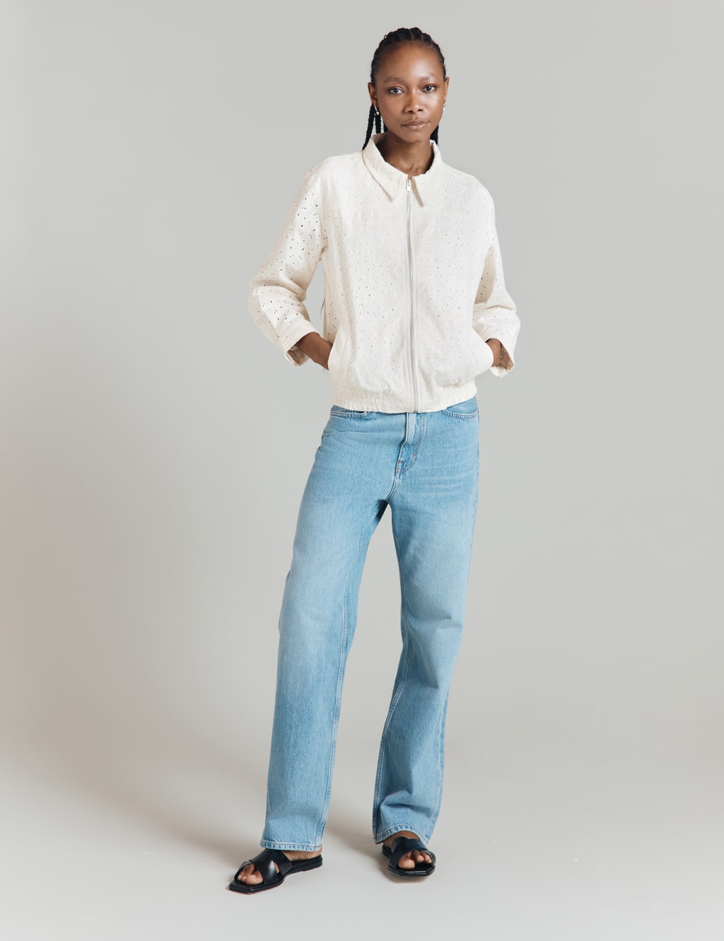Pure Cotton Embroidered Bomber Jacket Ghost M S