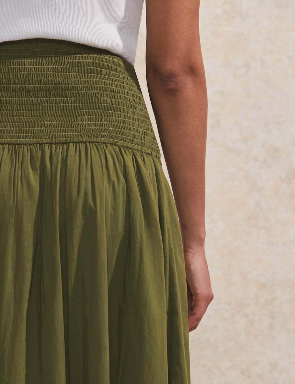 Pure Cotton Ruched Maxi A-Line Skirt 5 of 5