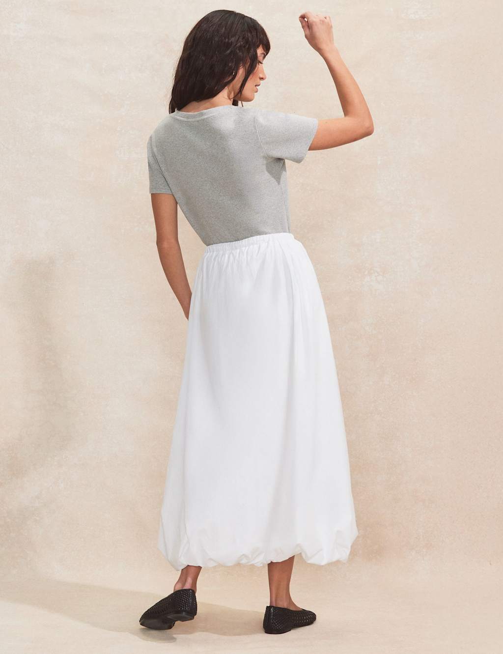 Pure Cotton Bubble Hem Midaxi A-Line Skirt 3 of 5