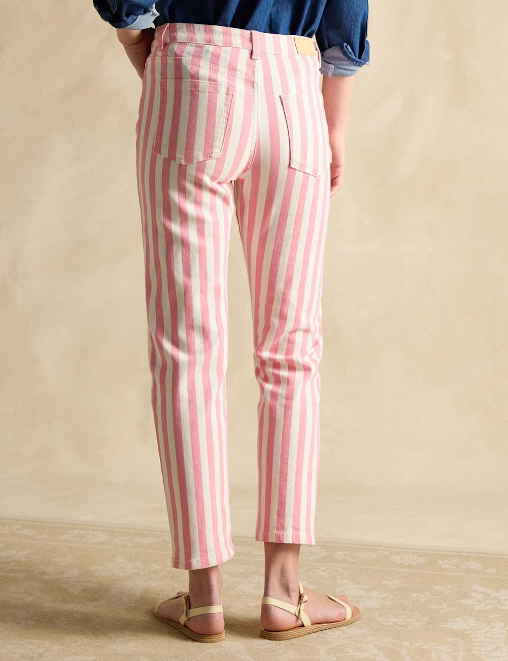 Cotton Rich Denim Striped Ankle Grazer Jeans 3 of 5