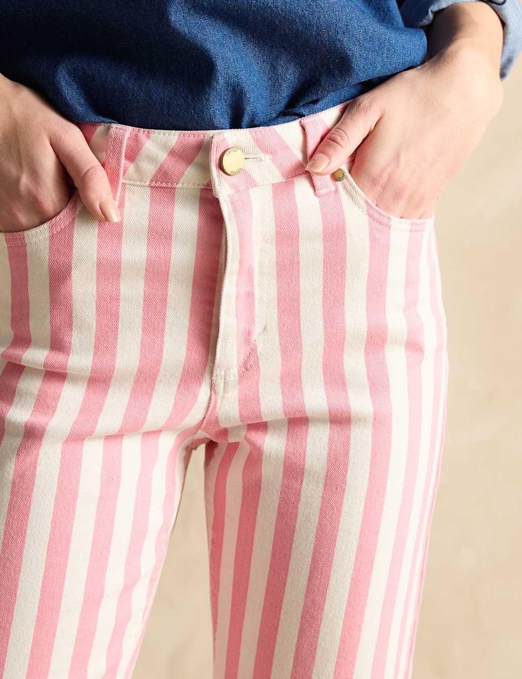 Cotton Rich Denim Striped Ankle Grazer Jeans 4 of 5