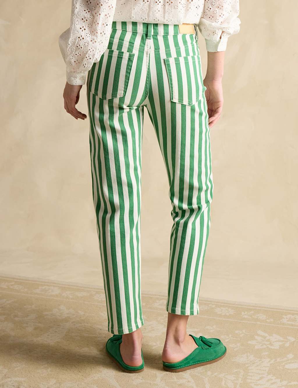 Cotton Rich Denim Striped Ankle Grazer Jeans 3 of 5